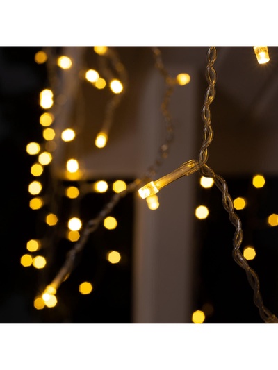 Гирлянда «Бахрома» 4×0.6 м, IP44, прозрачная нить, 180 LED, свечение тёплое белое, 8 режимов, 220 В