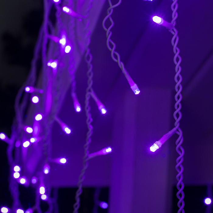 Гирлянда «Бахрома» 3 × 0.6 м, IP44, УМС, белая нить, 160 LED, свечение фиолетовое, 220 В - фото 1877294647