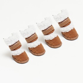 Ботинки 'Унты', набор 4 шт, размер 3 (подошва 6 х 4,2 см), коричневые