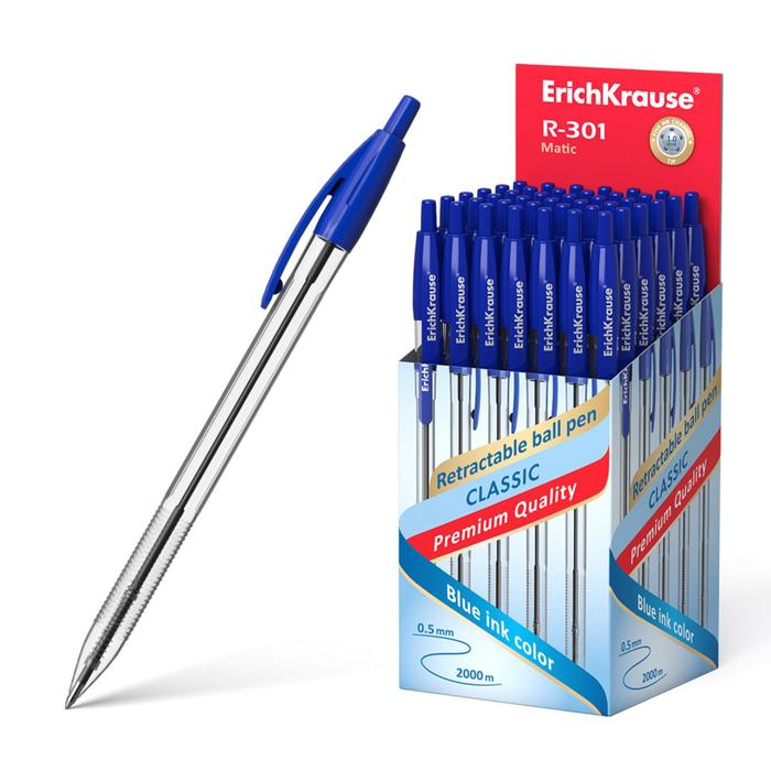 Ручка шариковая автоматическая Erich Krause R-301 MATIC, стержень синий, 1.0 мм EK 38509 - Фото 1