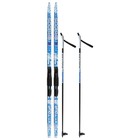 Комплект лыжный: пластиковые лыжи 150 см без насечек, стеклопластиковые палки 110 см, крепления SNS, цвета МИКС - фото 9250967