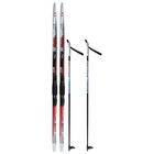 Комплект лыжный: пластиковые лыжи 150 см без насечек, стеклопластиковые палки 110 см, крепления SNS, цвета МИКС - фото 9250968