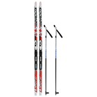 Комплект лыжный: пластиковые лыжи 150 см без насечек, стеклопластиковые палки 110 см, крепления SNS, цвета МИКС - фото 9250970