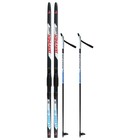 Комплект лыжный: пластиковые лыжи 150 см без насечек, стеклопластиковые палки 110 см, крепления SNS, цвета МИКС - фото 9250962