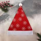 Колпак новогодний "Снежинки" 40х27 см, красный - Фото 1