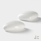 Набор для специй BellaTenero, 3 предмета: солонка 40 мл, перечница 40 мл, подставка, на бамбуковой подставке, фарфор, белый - Фото 3