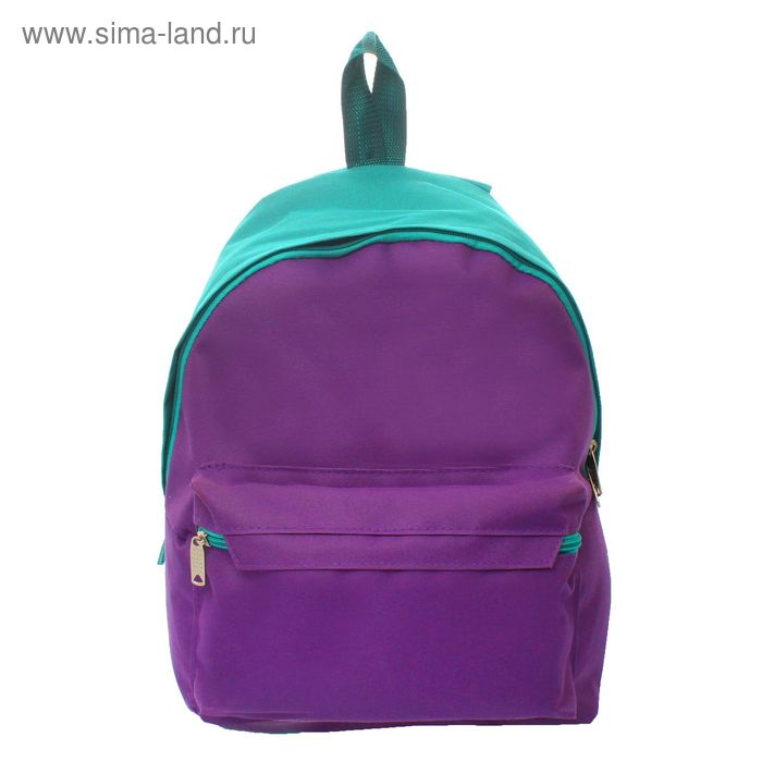 Рюкзак молодёжный на молнии, 1 отдел, 1 наружный карман, цвет морской волны/фиолетовый - Фото 1