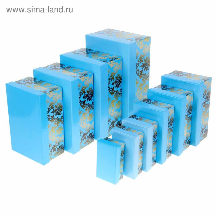 Набор подарочных коробок 10 в1 "Голубой узор" - Фото 1