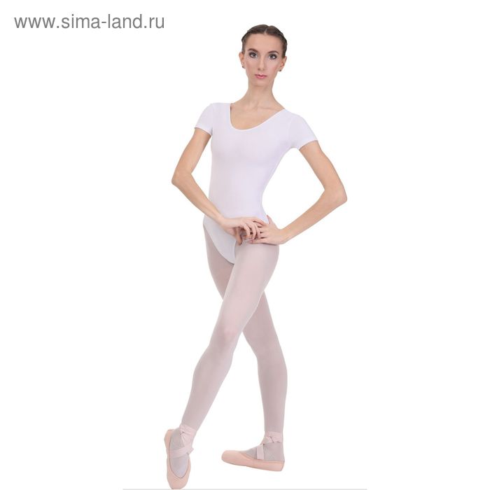 Купальник гимнастический, с коротким рукавом, размер 36, цвет белый - Фото 1