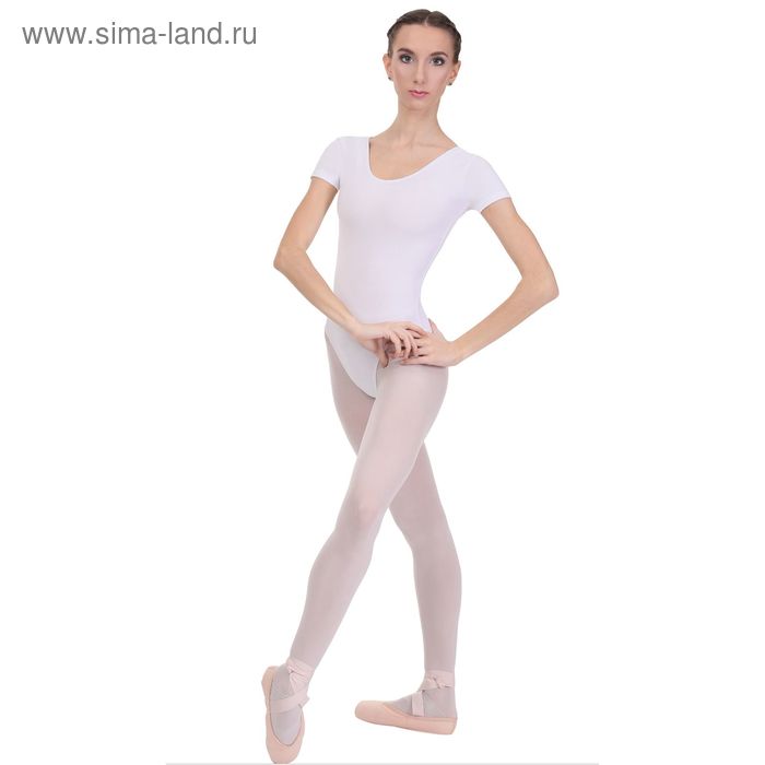 Купальник гимнастический, с коротким рукавом, размер 40, цвет белый - Фото 1