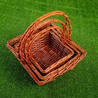 Набор корзин плетёных, ива, 3 шт., коричневые, прямоугольные, большие - Фото 2