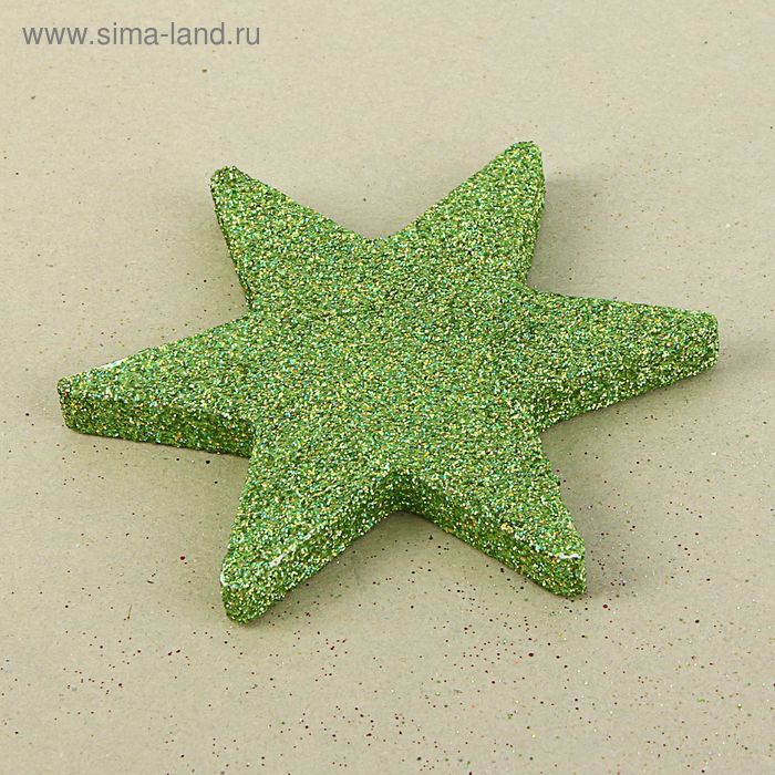 Декор из пенопласта "Звезда 6 лучей" зеленый блеск, 10 см - Фото 1