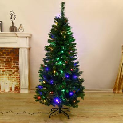 Ёлка светодиодная «Эксклюзив цветные огоньки» 140 см, диаметр нижнего яруса 70 см, 380 ПВХ веток, 9 режимов, свечение мульти