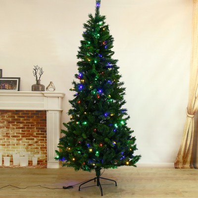 Искусственная ёлка с гирляндой Led «Зимнее волшебство. Эксклюзив цветные огоньки», цветные огоньки, 210 см, d нижнего яруса 100 см, 778 ПВХ веток отгибаются