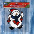 Наклейка на стекло "Снеговик с лыжными палочками" 14,5х11 см - Фото 3