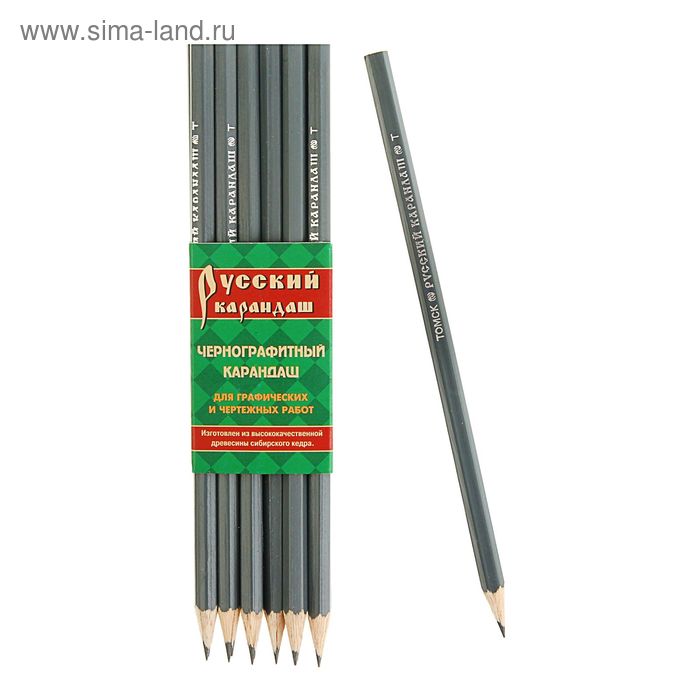 Карандаш чернографитный «Русский карандаш», шестигранный, ok 6.4 мм - Фото 1