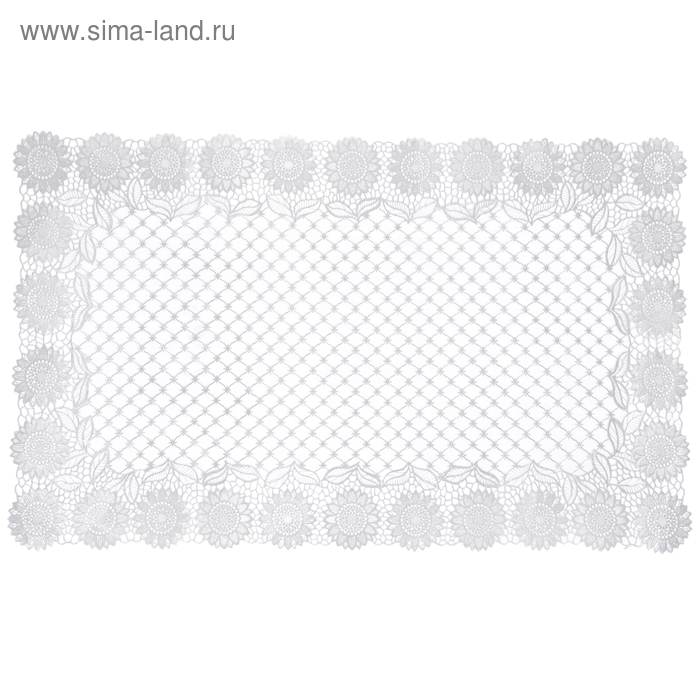 Салфетка ажурная ПВХ 100х60 см "Подсолнухи" серебро - Фото 1