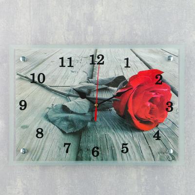 Часы настенные, серия: Цветы, "Красная роза", 25х35 см