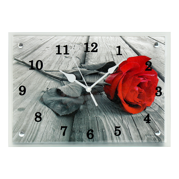 Часы настенные, серия: Цветы, "Красная роза", 25х35 см - Фото 1
