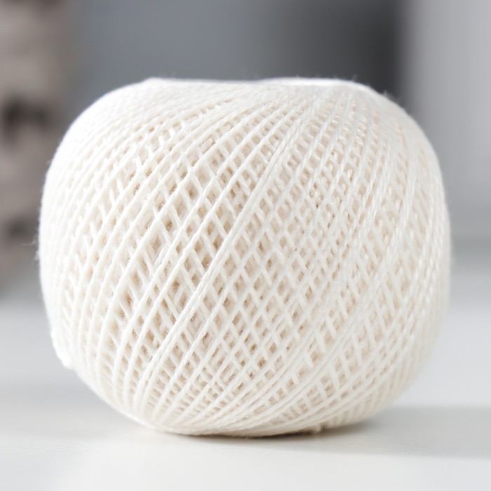 Пряжа для вязания спицами, крючком «ПНК Кирова. Ирис», 150 м/25 г, 100% мерсеризованный хлопок , цвет 0102 - Фото 1