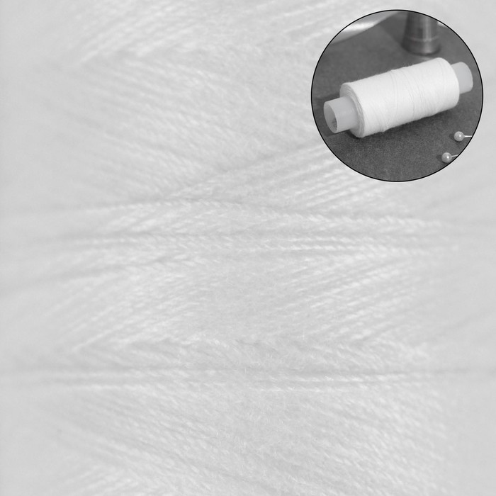Нитки 40ЛШ, 200 м, цвет белый №0101 - Фото 1