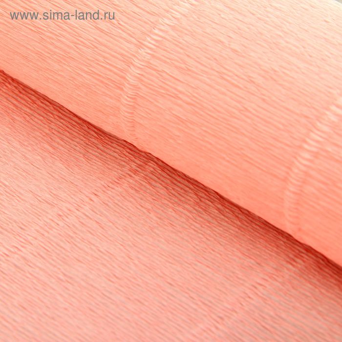 Бумага для упаковок и поделок, гофрированная, светлая, персиковая (камелия), розовая, рулон 1шт., 0,5 х 2,5 м - Фото 1