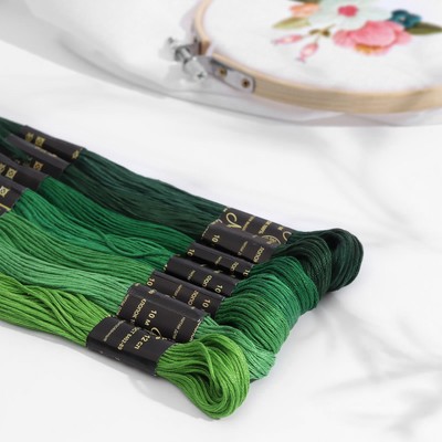 Набор ниток мулине «Цветик-Семицветик», 10 ± 1 м, 7 шт, цвет зелёный спектр