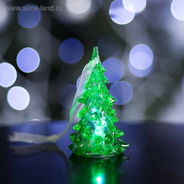 Игрушка световая "Ёлочка" (батарейки в комплекте) 8 см, 1 LED, RGB, ЗЕЛЁНАЯ