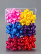 Подарочный Бант - звезда №10.2 в горох, для упаковки подарков, набор 6 шт., АССОРТИ - Фото 11