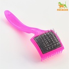 Щётка - пуходёрка малая мягкая с каплями, основание 44×44 мм, розовая - Фото 3