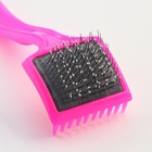 Щётка - пуходёрка малая мягкая с каплями, основание 44×44 мм, розовая - Фото 5