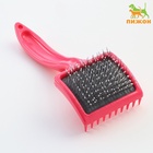 Щётка - пуходёрка средняя мягкая с каплями, основание 59×49 мм, розовая - Фото 3