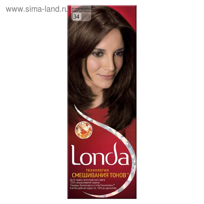 Стойкая крем-краска для волос LONDA, тон 34, золотисто-каштановый - Фото 1