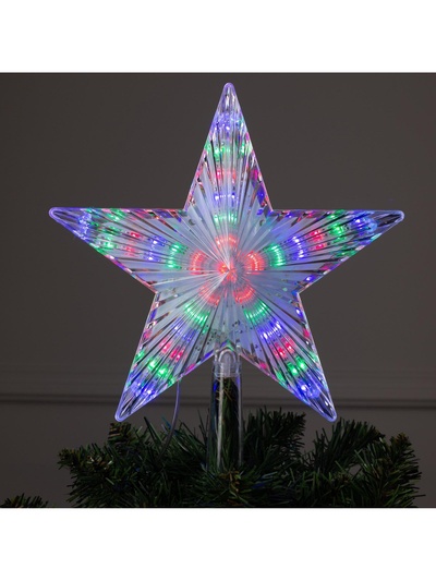 Светодиодная верхушка на ёлку «Звезда белая», 22 см, 30 LED, 220 В, свечение мульти