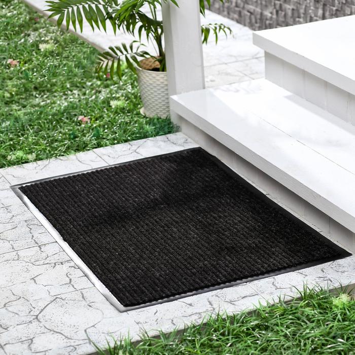 Коврик придверный влаговпитывающий, ребристый, «Стандарт», 40×60 см, чёрный - Фото 1