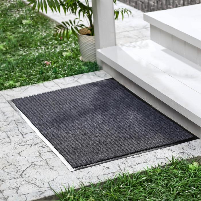 Коврик придверный влаговпитывающий, ребристый, «Стандарт», 50×80 см, серый - Фото 1