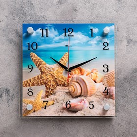 Часы-картина настенные, серия: Море, "Морская звезда" ,плавный ход, 25 х 25 см