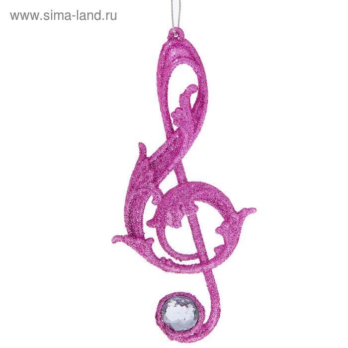 Украшение ёлочное "Скрипичный ключ" 7х14,5 см розовый - Фото 1