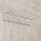 Полка откидная с двигающимися крючками Accoona A141, 57×30 см, хром - Фото 1