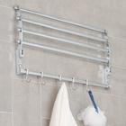 Полка откидная с двигающимися крючками Accoona A141, 57×30 см, хром - Фото 2