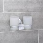 Держатель для зубных щёток настенный Accoona A11004, 2 стакана, стекло, хром - Фото 1