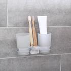 Держатель для зубных щёток настенный Accoona A11004, 2 стакана, стекло, хром - Фото 7