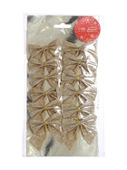 Ёлочные игрушки 12 шт. «Зимнее волшебство. Бантик с блеском» пластик, 4.5×5.5 см, золото - Фото 8