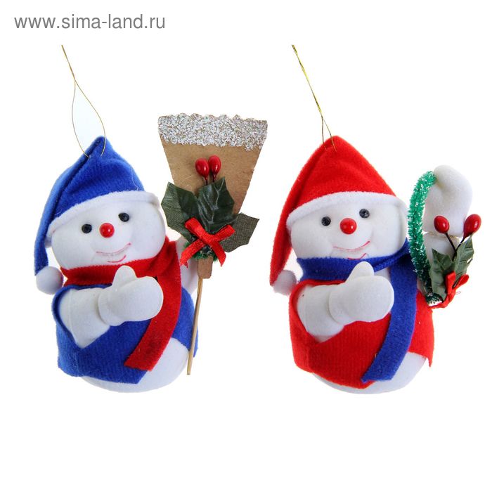 Украшение ёлочное "Снеговик с ягодками" 7 см микс видов - Фото 1