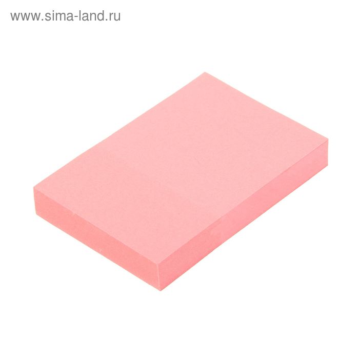 Блок с липким краем 51 х 76 мм, 100 листов, розовый - Фото 1