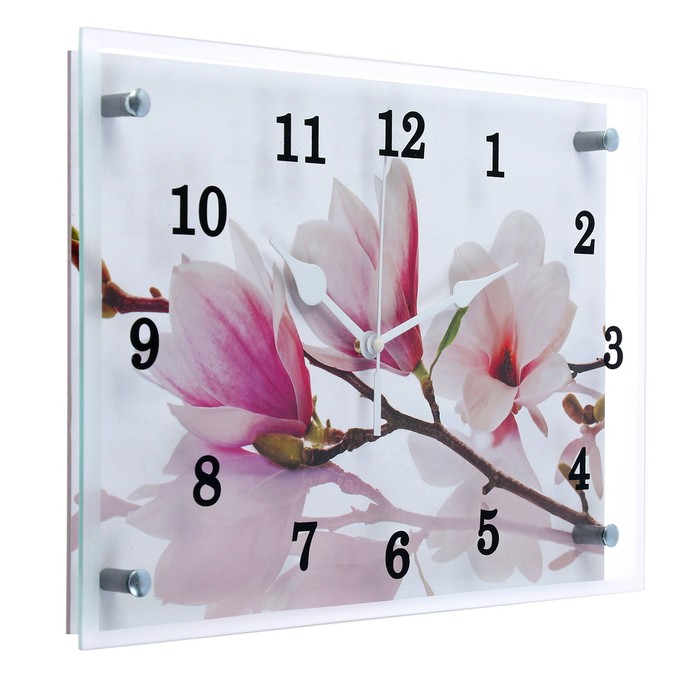 Часы настенные, серия: Цветы, "Бело-сиреневые цветы", 25х35 см - фото 1883240067