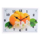 Часы-картина настенные, серия: Кухня, "Абрикосы с цветами", 25х35  см - фото 317874469