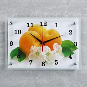 Часы-картина настенные, серия: Кухня, "Абрикосы с цветами", 25х35  см