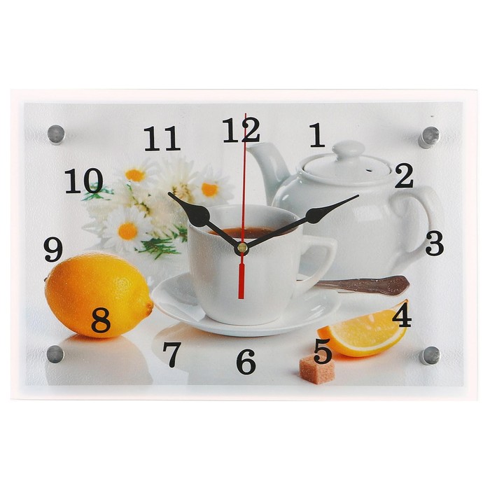 Часы настенные, серия: Кухня, &quot;Чайная церемония и лимон&quot;, 20х30 см