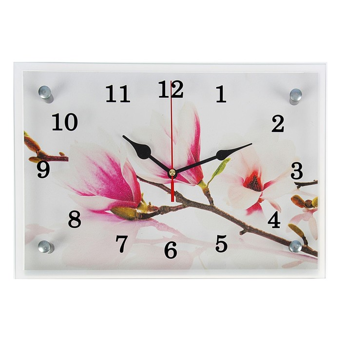 Часы-картина настенные, интерьерные "Бело-сиреневые цветы", бесшумные, 30 х 20 см - Фото 1